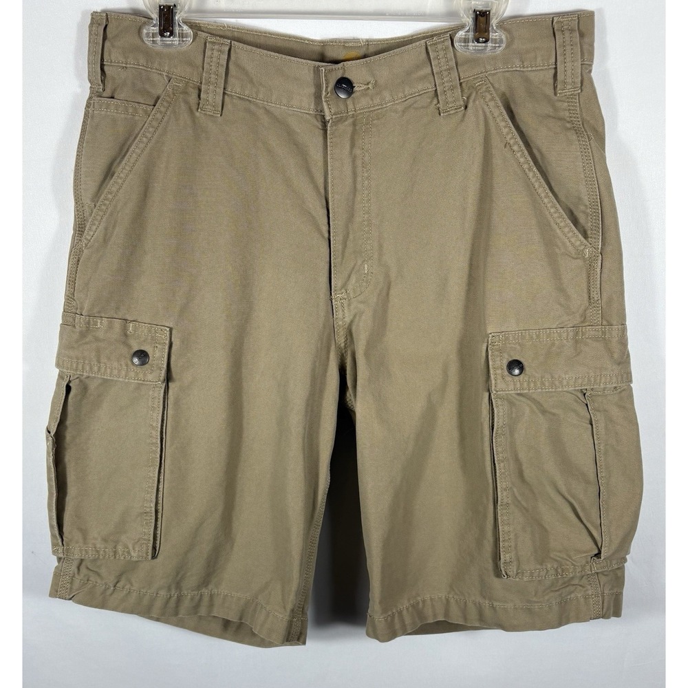 Carhartt Mens Rugged Relaxed Fit Canvas Cargo Shorts 34 Beige Outdoor Hiking 513 - Picture 2 of 9